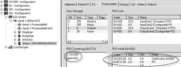 7 EtherCAT üzerinden Motion-Control TwinCAT örneği PDO atanmasında PDO1