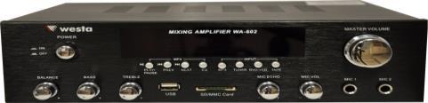 STEREO AMFİLER GÖRSELİ WA-601S Giriş Voltajı : AC 220V / 50 Hz Güç : 2x16W Max.