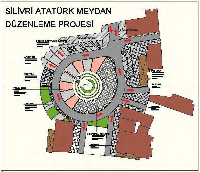 8- Silivri Atatürk Meydan Düzenlemesi projesi çizildi.