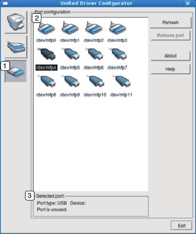 Ports configuration Bu pencerede, kullanılabilir bağlantı noktalarının listesini görüntüleyebilir, her bağlantı noktasının durumunu kontrol edebilir ve sahibi herhangi bir nedenle işi