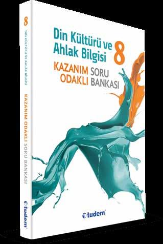 Sınıf Din Kültürü ve Ahlak Bilgisi 144 sayfa, 520 soru, Tüm sınıflarda; Her bir kazanım için ayrı test Konu bitiminde o konuya ait tüm kazanımlar için Pekiştirme Testi Her iki konuda bir önceki