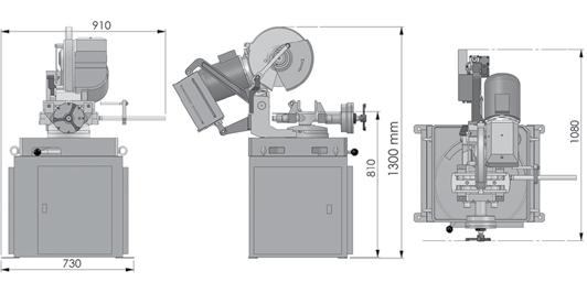 High production rates, ideal for short batch runs, Heavy duty gearbox, Cast iron basement, Foot switch actuation Hydropneumatic operation of saw head smoothes descent for optimum cut Cutting speed