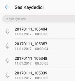 Araçlar Arama kutusunu açmak için aşağı kaydır Kayıtları yönetmek için dokunup tutun Kayıt yapmaya başlamak için