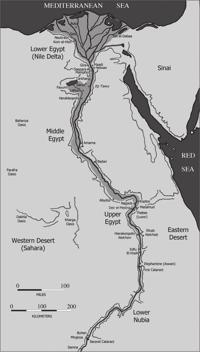 378 İzzet ÇIVGIN Harita 1: Orta ve Aşağı Nil Nil, güneyden kuzeye akar. En güneyde, 1.-2. çağlayanlar arasındaki bölge, Aşağı Nübye dir. Yukarı Mısır, 1.
