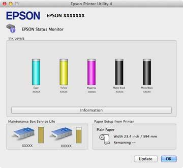 Yazıcı Sürücüsünü Kullanma Hakkında İpuçları (Mac OS X) Epson Printer Utility 4 İşlevleri SC-T7200D Series/SC-T5200D Series Epson Printer Utility 4 kullanarak aşağıdaki bakım işlerini yapabilirsiniz.