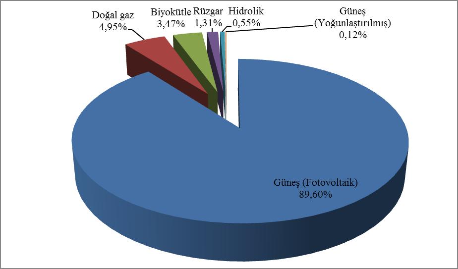 2016 Elektrik Piyasası 2016 Yılı Piyasa Gelişim Raporu Şekil 1.18: 2016 Yılı Sonu İtibariyle Lisanssız Kurulu Gücün Kaynaklara Göre Dağılımı(%) Lisanssız kurulu gücün il bazında dağılımı Tablo 1.