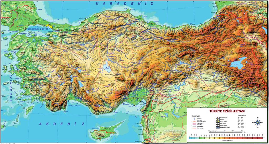 RENK RENK TÜRKİYE OKUMA BECERİSİ (Sosyal Bilgiler) Bir yerin dağlarını, platolarını, ovalarını, vadilerini, akarsularını ve göllerini gösteren haritaya fiziki harita denir.