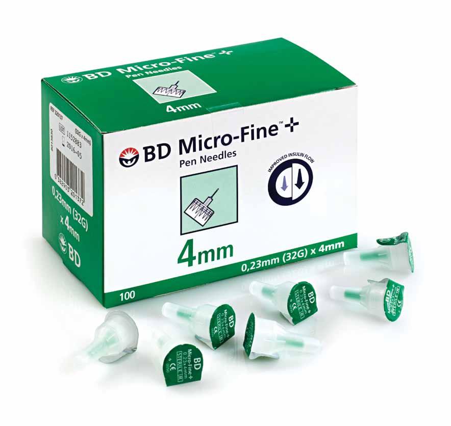 Neden BD Micro Fine + 4mm Kalem İğnesi'ne geçmek gerekiyor? 1 Kas 2 Daha içine enjeksiyon yapılması riskinin azaltılmasına katkıda bulunur. iyi insülin akışı için ince duvar teknolojisine sahiptir.