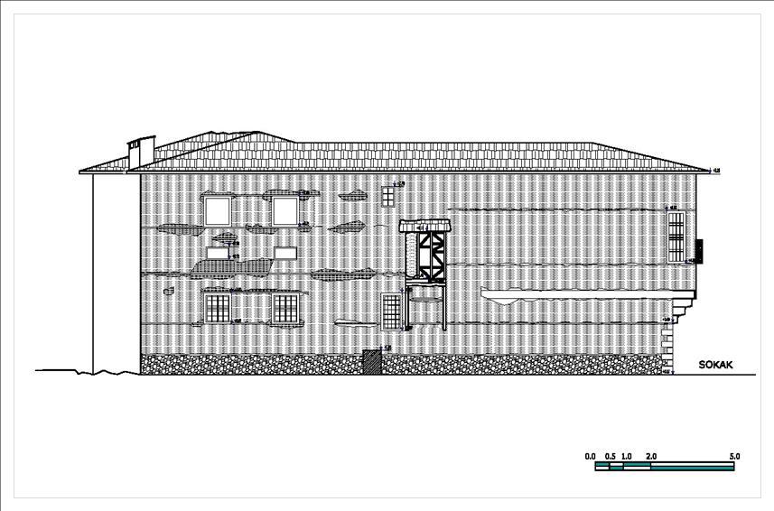 79 Şekil 3.2.9. Bilgenler konağı kuzey cephesi görünüşü Şekil 3.