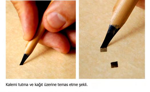 4. ÜNİTE c) Kargı Kalemi: Ney yapımında da kullanılan kamıştan elde edilmektedir. Boğumlarından kesilerek kullanılmaktadır. Normal kamış kaleme göre daha sert ve kalındır.