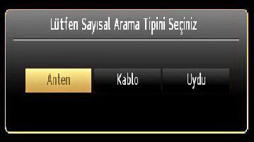 Kablo Kurulumu Devam etmek için KABLO seçeneğini seçin uzaktan kumanda üzerindeki OK tuşuna basınız, aşağıdaki mesaj ekranda görünecektir: Eğer Ev Modu seçilirse Mağaza modu