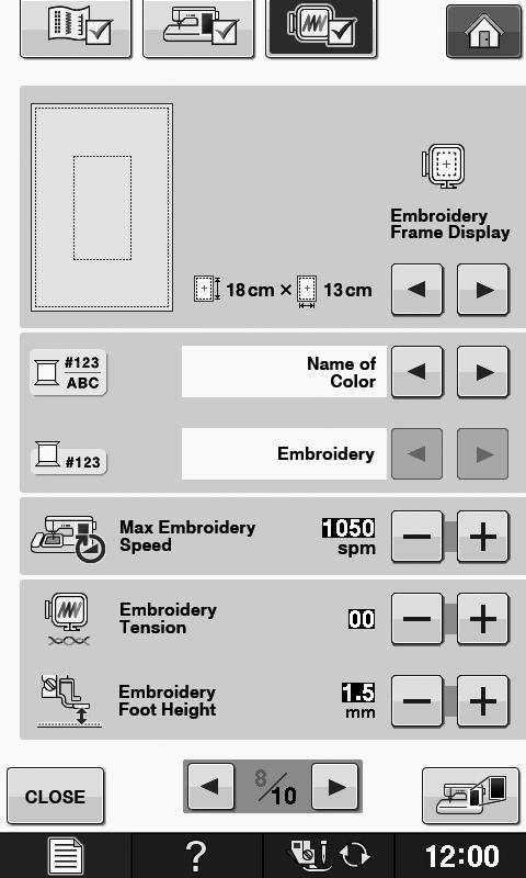 LCD EKRAN Nkış yrlrı g h k l B 1 i m Bşlrken d e j f 16 det nkış ksnğı ekrnı rsındn seçim ypın (kz. syf E-35). Emroidery (Nkış) ekrnınd iplik rengi gösterimini değiştirin; iplik numrsı, renk dı (kz.