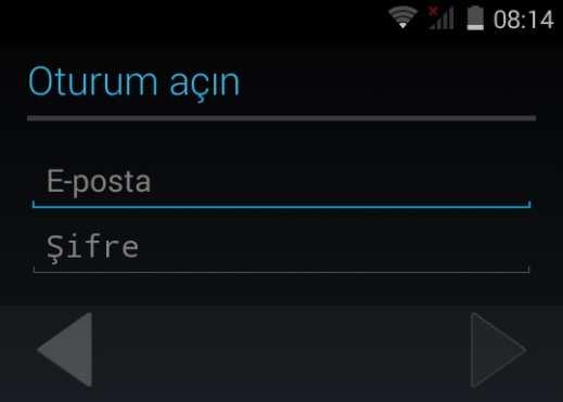 İleri Yukarıdaki ekranda uygun E-Posta ve şifre
