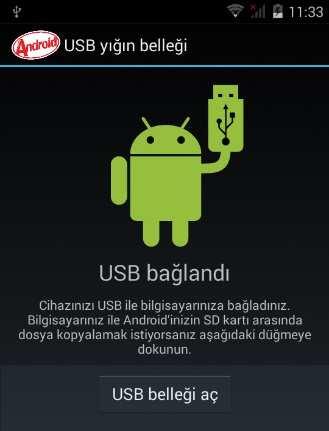 Yukarıdaki ekranda USB belleği aç seçeneği tıklandığında bilgisayar tarafında Sunlux XL-868 Android el terminalini temsil eden disk simgesi belirgin hale gelecek ve içeri çift tıklanarak