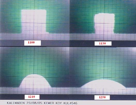 92 4.3.6.1. Isıl Mikroskop Testi Sonuçları Bu test termik santrallerden alınan kül örneklerine yapılacak olan kül ergime testleri için ön bir çalışma amaçlı olarak yapılmıştır.