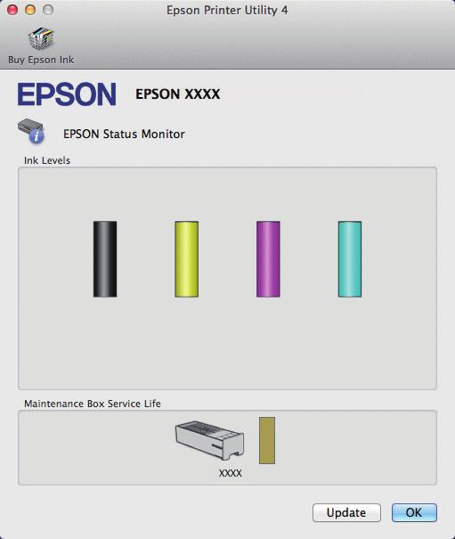 Ink Levels (Mürekkep Seviyeleri): EPSON Status Monitor 3, mürekkep kartuşlarının durumu hakkında grafik bir görüntü sunar.