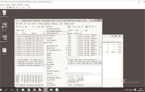Protokol İstatistikleri Ağ ortamında hangi protokollere ait paketlerin ne oranda bulunduğunu görebilmek ve ağda şüphelenilen bir trafik olması