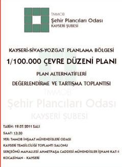 KAYSERİ ŞUBE KAYSERİ-SİVAS- YOZGAT PLANLAMA BÖLGESİ 1/100.