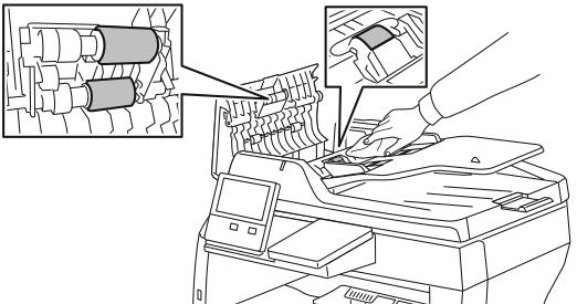 Bakım Doküman Besleyici Silindirlerini Temizleme Tarayıcıyı temizlerken Doküman Besleyicilerin temiz olduğundan emin olun. 1. Doküman besleyici kapağını açın. 2.