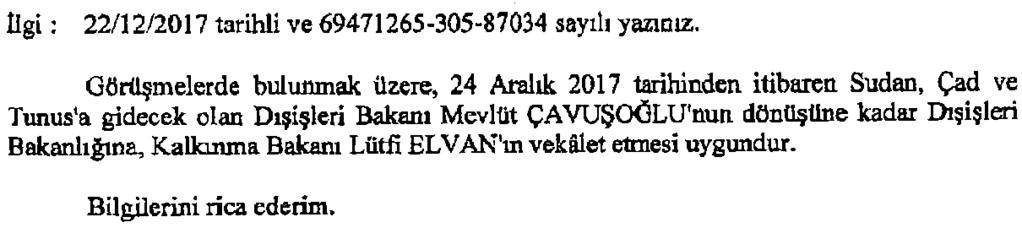 BAŞBAKANLIK 22 Aralık 2017 69471265-305-87034 CUMHURBAŞKANLIĞI YÜCE KATINA