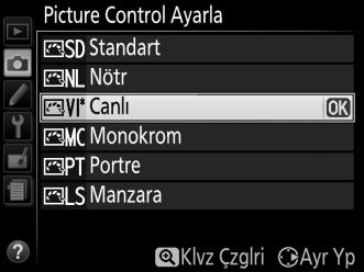 İstediğiniz ayarı vurgulamak için 1 veya 3 düğmesine ve bir değer seçmek için 4 veya 2 düğmesine basın (0 88).