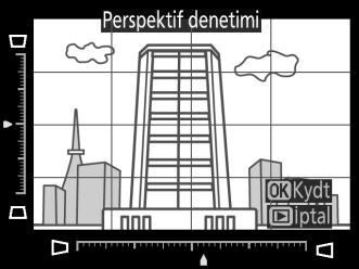 Perspektif denetimi G düğmesi N rötuş menüsü Uzun bir objenin altından doğru çekilen perspektifin etkilerini