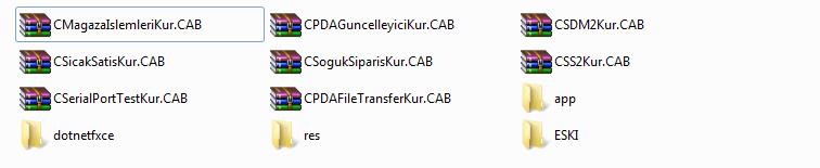 Bu FTP dizininde aşağıdaki gibi bir liste bulunacaktır..cab uzantılı dosyalar el terminali uygulamaları kurulum dosyalarıdır.
