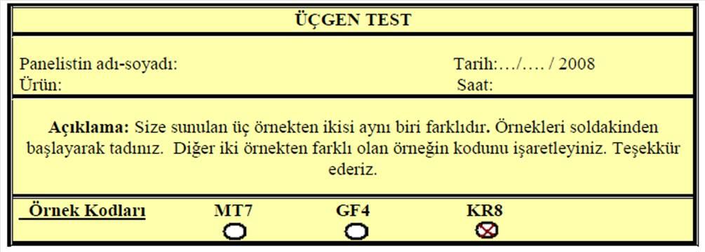 Üçgen test değerlendirme form örneği