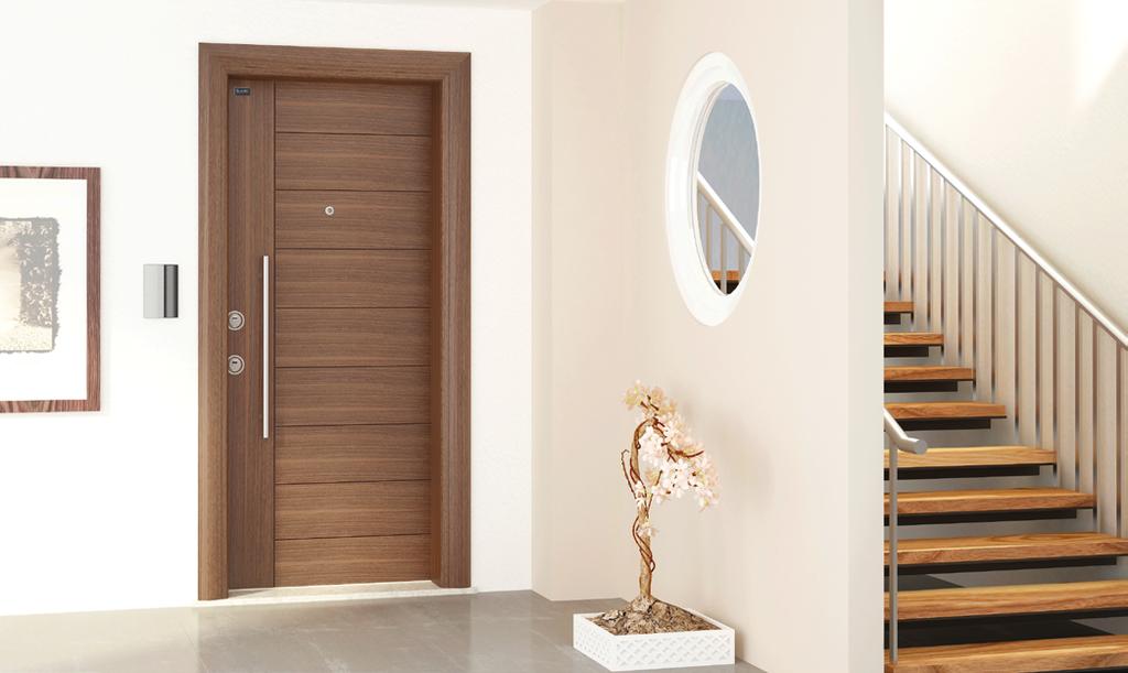 Irem Rm-01 Natural Wooden Door Series Doğal Ahşap Serisi Kapılar Leaf front face has a registered design of American natural walnut coating on MDF in width of 8 mm Kanat ön yüz patentli tasarım 8 mm