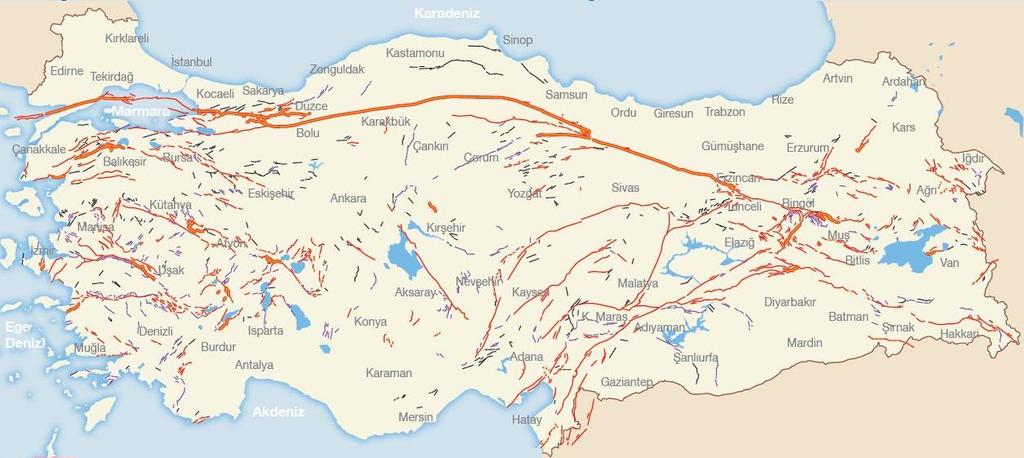 Şekil 2. 1988-1997 Döneminde Doğu Akdeniz İçin GPS Hızları (Mc Clusky ve diğerleri, 2000). Anadolu bloğunun batıya doğru hareketi Marmara Denizinde yılda 2-2.5cm olarak belirlenmiştir.