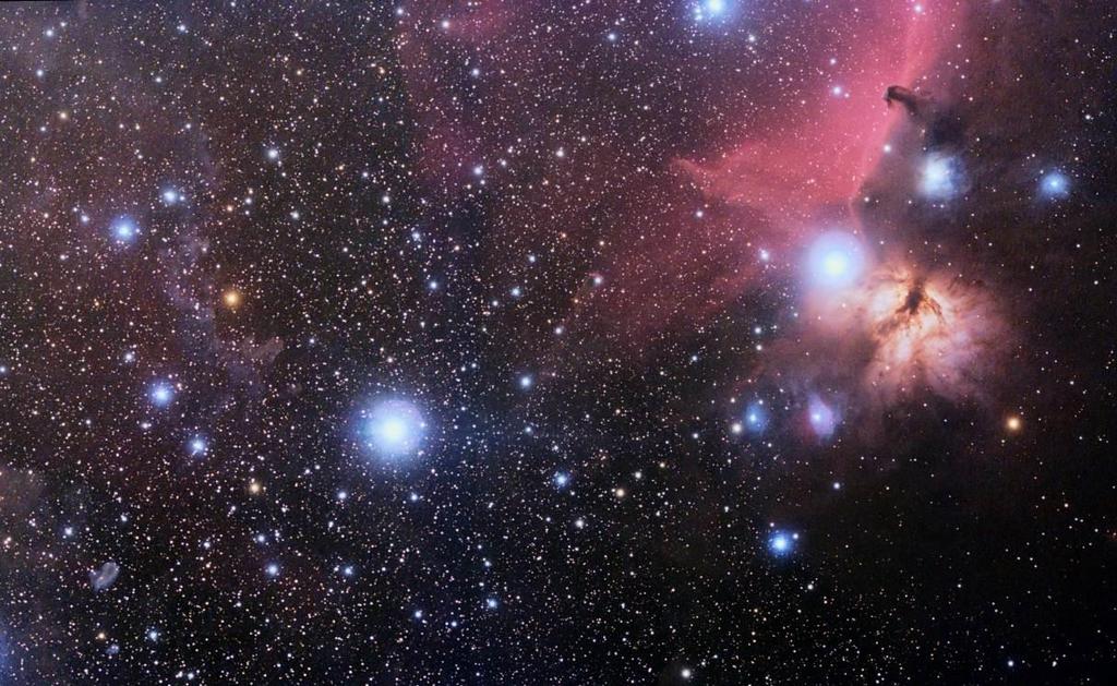 IC434 Atbaşı Bulutsusu ve NGC2024 Alev Bulutsusu.