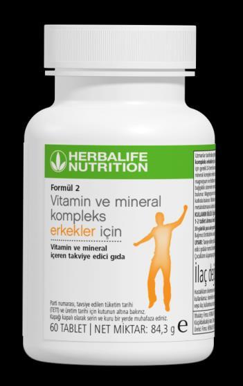 Formül 2 Vitamin ve Mineral Kompleks-Erkekler ve Kadınlar için Takviye Edici Gıda Profili (Etiket