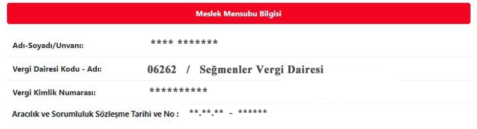 1.4.3. Meslek Mensubu Bilgisi Mükellefi adına başvuru yapacak olan meslek mensubunun adı- Adı-Soyadı/Unvanı: soyadı/unvanıdır.