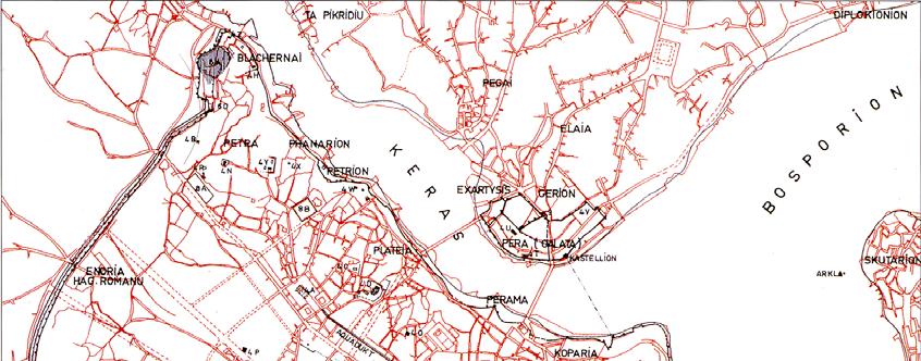 Şekil 4.7 13-15.Yüzyıllar Konstantinopolis, Önemli Anıt ve Yerleri 14. yüzyılın sonlarına doğru, hızla büyüyen ve güçlenen Osmanlıların, bu bölgedeki baskısı artmıştır. 1. Bayezid Boğaz da Güzelce Hisarı (Anadolu Hisarı) yaptırmıştır.