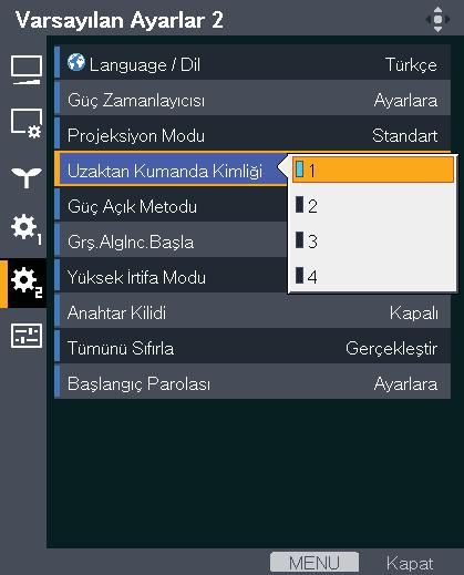 Uzaktan Kumandayı Kullanma Uzaktan Kumandayla Birden Fazla Projektörü Kullanma Tek bir uzaktan kumandayla birden fazla projektör kullanabilirsiniz. En fazla dört projektör kullanılabilir.