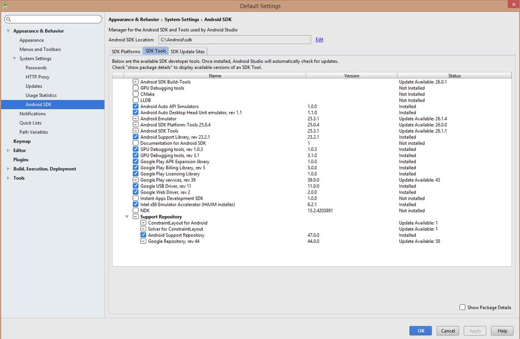 14 SDK Tools Seçenekleri Emülatör seçimlerinde dikkat edilecek tek konu sürümün en az 6.0 olmasıdır. Çünkü 6.0 sürümünden sonra çalışma anında izin kontrolü (RunTime Permission) eklenmiştir.