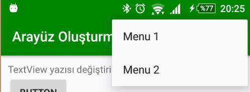 Popup menü) Örnek
