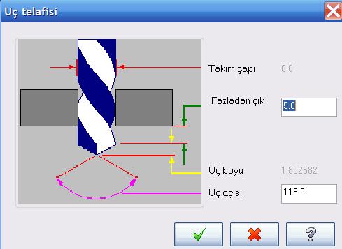 ĠĢleme yöntemi olarak standart delik delme (Drill-Counterbore) seçiniz.