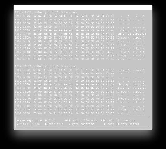 Ako je možné vidieť na nasledujúcej snímke obrazovky, jediným rozdielom je 32-bajtový kľúč AES-256 použitý na dešifrovanie dokumentov. Obrázok č. 13.