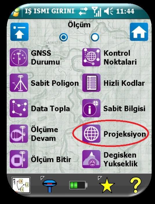 Survey Pro- Dönüşüm Dönüşüm için Ana Menü'de bulunan "ÖLÇÜM"