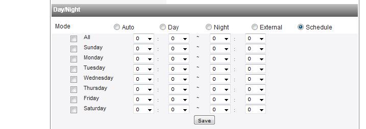 Sensor Type Alarm Mode Normal Open High Low Day Night > > Mode: [Day/Night] menüsü üzerinden [Mode] seçeneğini seçtikten sonra, aşağıdaki modlardan birini seçin.