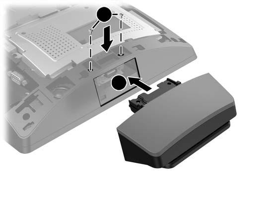 6. Modülün üzerindeki USB konektörünü USB bağlantı noktasına takın (1) ve ardından daha önce çıkarılan iki vida ile modülü sabitleyin (2). 7.