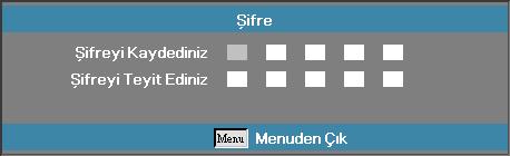 Kullanıcı Kontrolleri Ayar Güvenlik NOT v Şifre üç defa yanlış girilirse aygıt 10 saniye sonra otomatik olarak kapanacaktır.