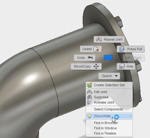 1.13. Montaj İlişkilerini Göster/Gizle (Show/Hidden Components) Çok sayıda parçadan oluşan montajlarda, seçilen parçanın görüntüsünü ekrandan kaldırmaya veya tekrar geri getirmeye yarar.