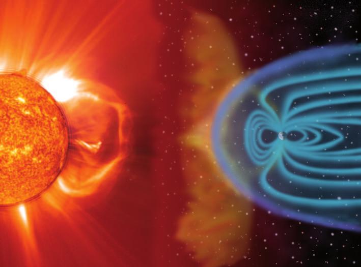 Hiç şüphesiz uzay havasının en önemli aktörü olan Güneş fırtınaları, manyetosfer (gezegenimizin etrafında Dünya nın manyetik alanı tarafından kontrol edilen bölge), İyonosfer ve Yer manyetik alanı