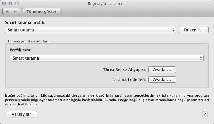 6.1.4.1 Tarama türü Iki tür Istege bagli bilgisayar taramasi vardir. Smart tarama, tarama parametrelerinde ek bir yapilandirma islemi gerektirmeden sistemi hizli bir sekilde tarar.