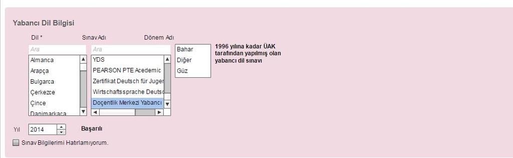 4. Akademik Görev Adaylar, bu ekranda eğer varsa Akademik Görevlerini girip sisteme kaydedeceklerdir. 5.