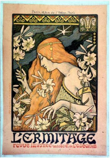 Resim1.2. Paul Berthon Art Nouveau Afiş Çalışması, 40 x 29 cm 1.4.3.