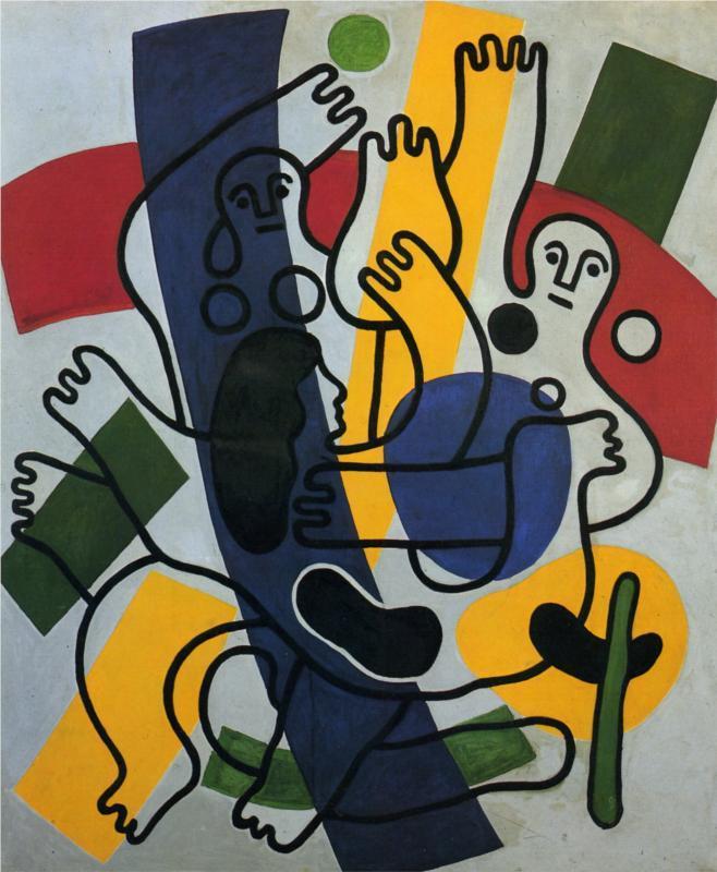 Kübist bir sanatçı olan Fernand Leger yapıtlarını, grafik sanatın etkileriyle nesneler ve insan figürlerini uluslararası nitelikte anlaşılabilir biçimde tasarlanan basit grafik semboller biçiminde