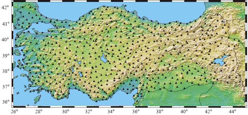 Türkiye Ulusal Temel GPS Ağı (TUTGA) Uzay jeodezisi Uydu ölçmeleri Kullanım alanları GNSS Çekim alanı Yükseklik problemi Türkiye de jeodezik çalışmalar Ölçülerine 1997 yılında başlanan TUTGA 25-50 km